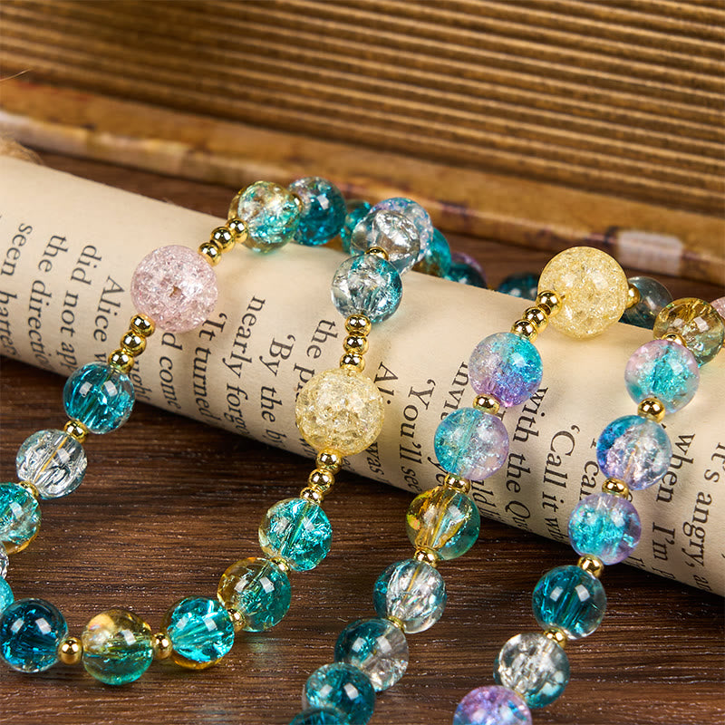Miraculous Medal & Celtic Cross of 8 mm Round Multicolor Glass Alloy Chain Rosary