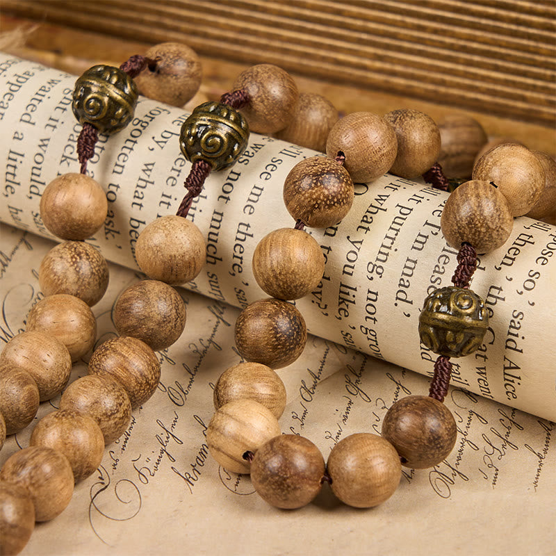 10mm Agarwood & Metal Cloud Bead Handmade Rosary - A Sacred Blend of Tradition and Faith