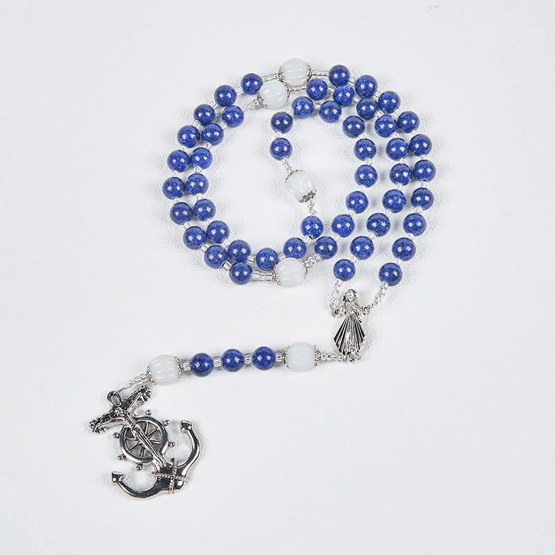Ocean-Themed Divine Mercy Rosary with Anchor Charm - Embark on a Faithful Voyage with Christ