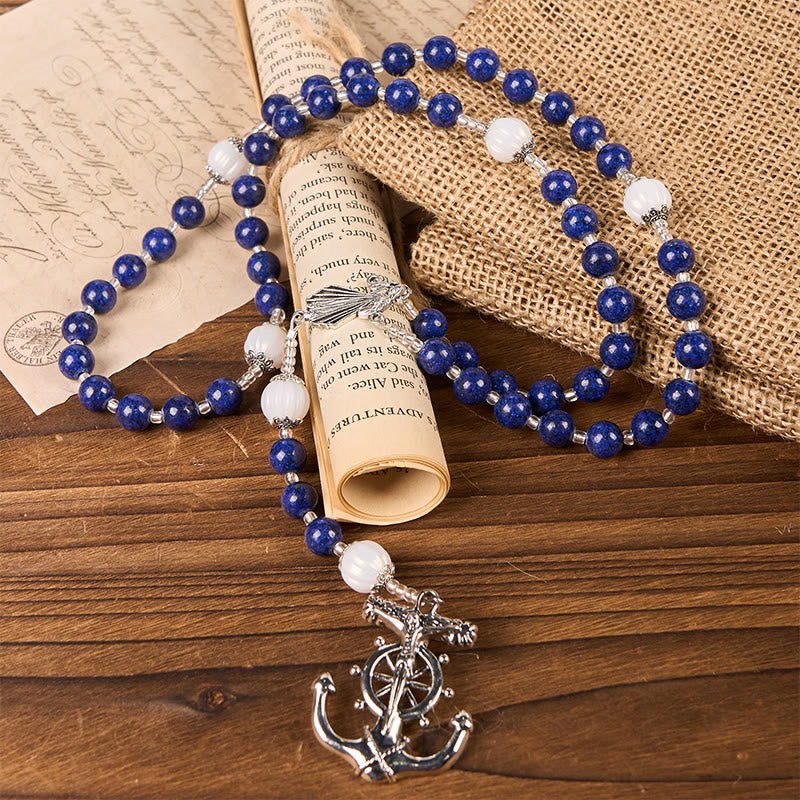 Ocean-Themed Divine Mercy Rosary with Anchor Charm - Embark on a Faithful Voyage with Christ