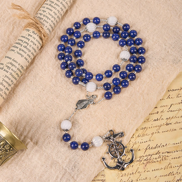 Ocean-Themed Divine Mercy Rosary with Anchor Charm - Embark on a Faithful Voyage with Christ