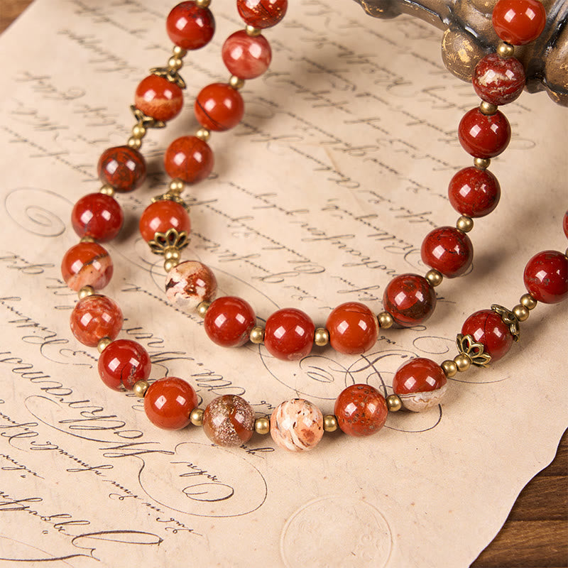 Handmade 8mm Red Jasper Gemstone Rosary with Miraculous Medal & Crucifix