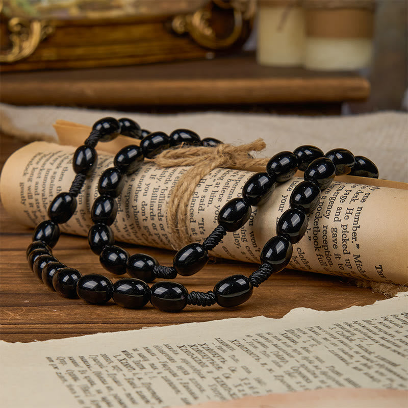 St. Benedict & Crucifix of 8*10mm Oval Bead Rosary - Three Timeless Colors