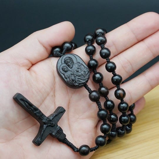 Wood Beads Crucifix Prayer Rosary