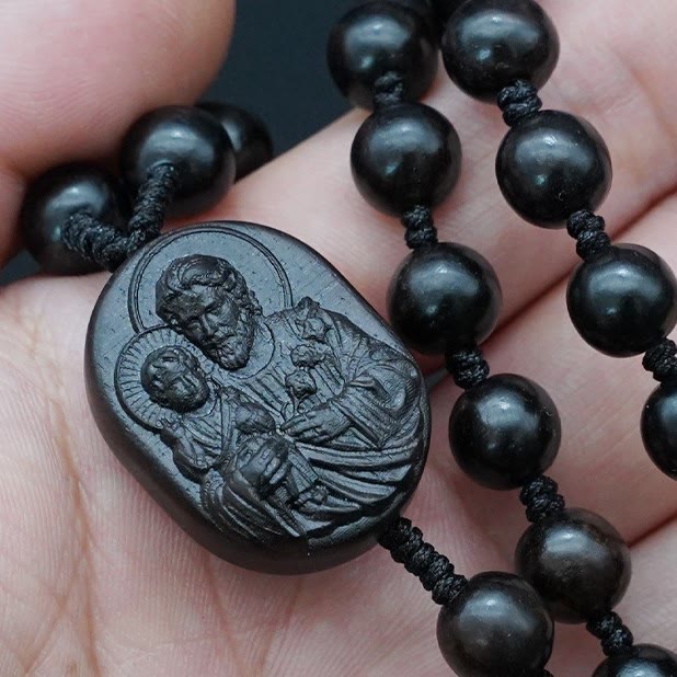 Wood Beads Crucifix Prayer Rosary