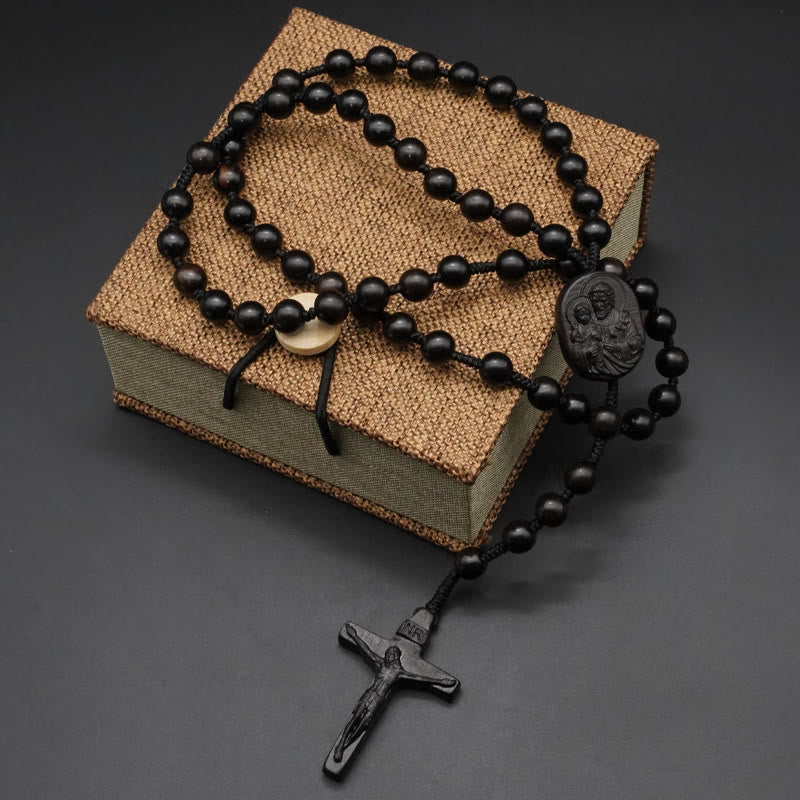 Wood Beads Crucifix Prayer Rosary