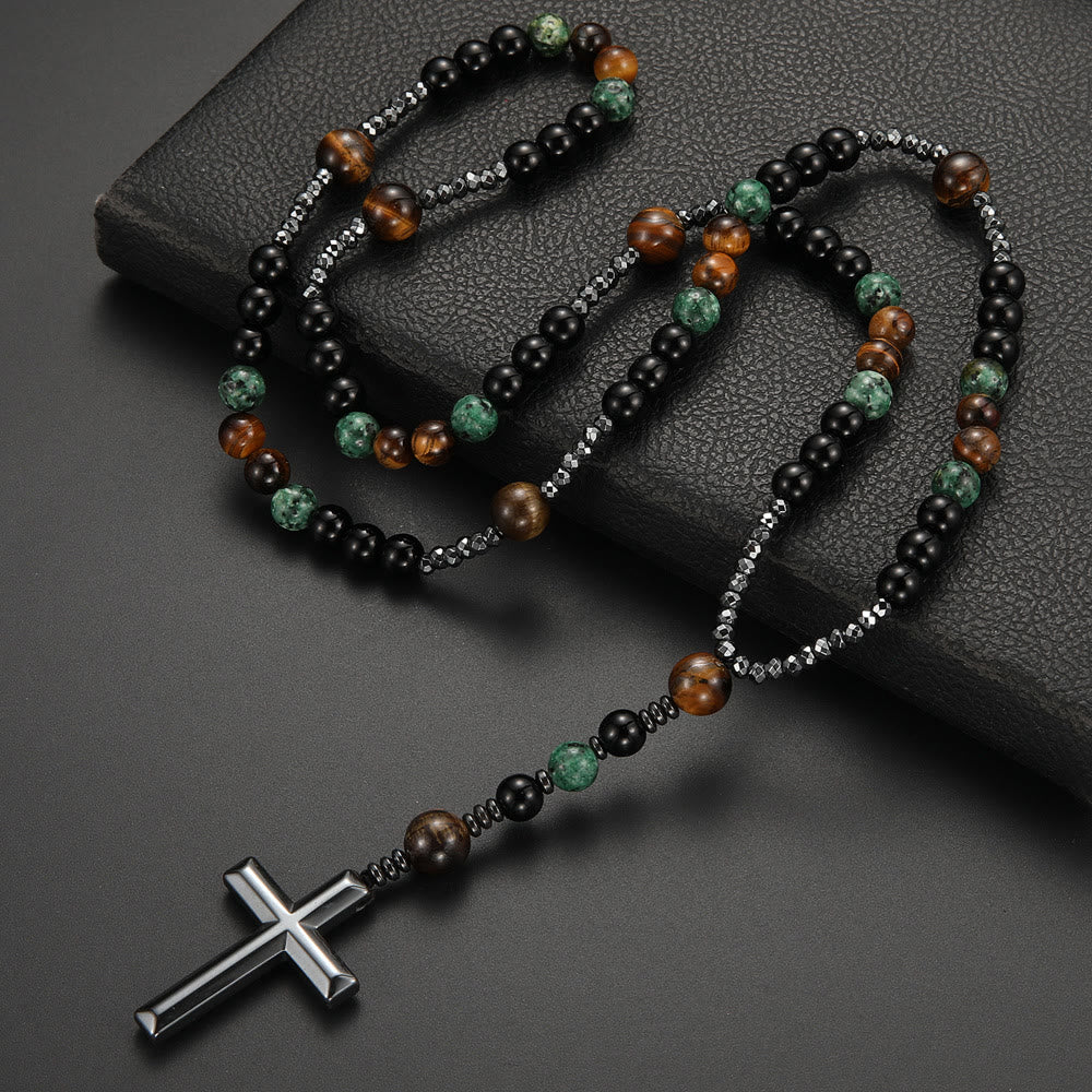 8mm African Turquoise & Yellow Tiger Eye Stone Prayer Rosary