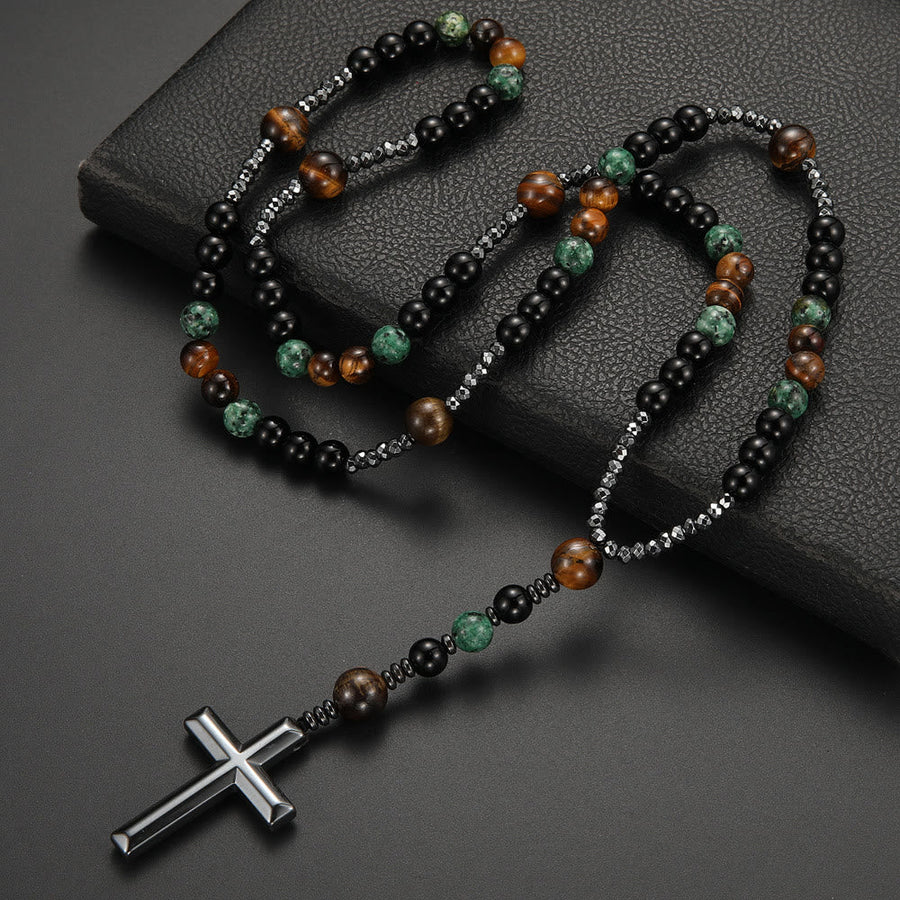 8mm African Turquoise & Yellow Tiger Eye Stone Prayer Rosary