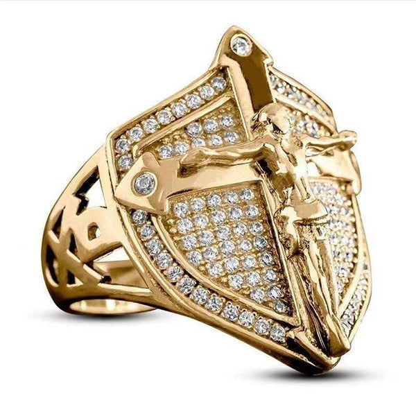 Divine Shield Crucifix Luxurious Ring: A Bold Testament of Faith and Devotion