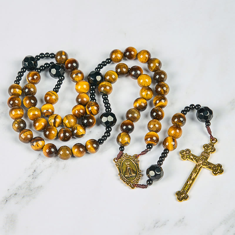 Handcrafted Tiger's Eye Rosary - A Timeless Design of Elegance and Spiritual Strength