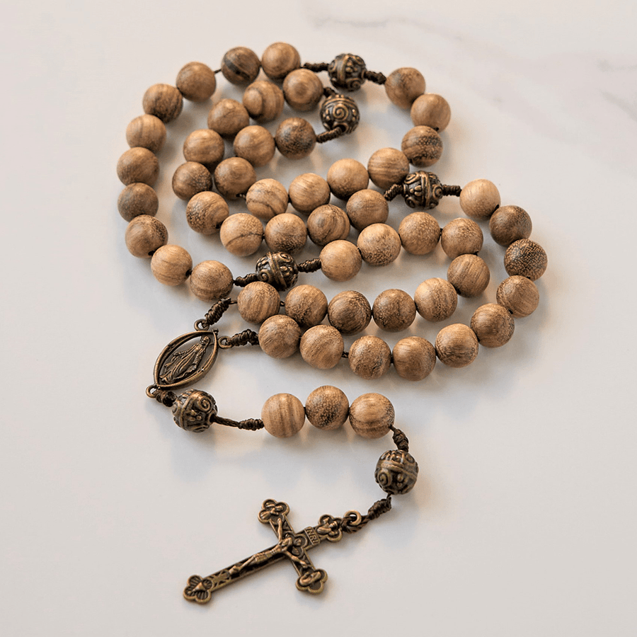 10mm Agarwood & Metal Cloud Bead Handmade Rosary - A Sacred Blend of Tradition and Faith