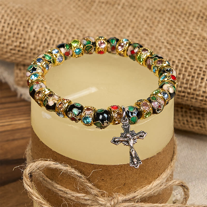 Handcrafted Cloisonné Beads Timeless Faith Bracelet: A Testament of Christ's Presence