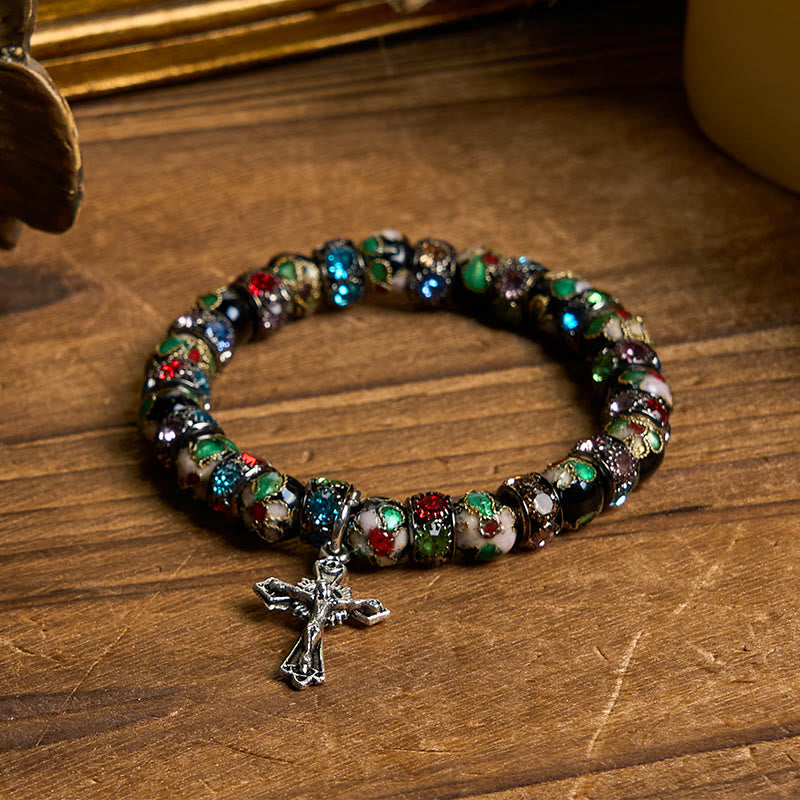 Handcrafted Cloisonné Beads Timeless Faith Bracelet: A Testament of Christ's Presence
