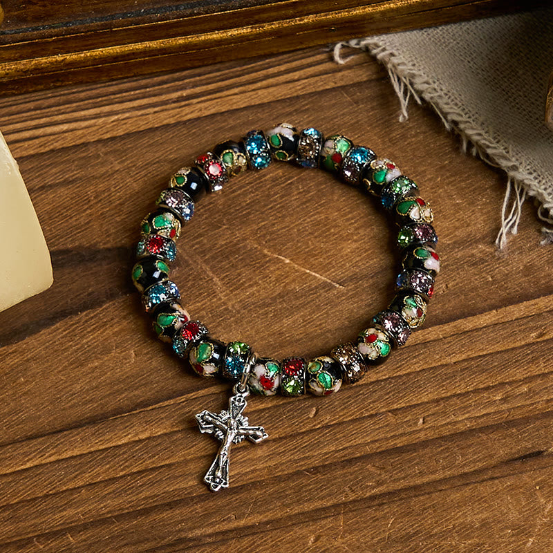 Handcrafted Cloisonné Beads Timeless Faith Bracelet: A Testament of Christ's Presence
