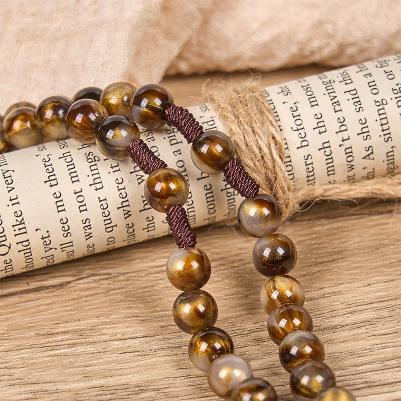 Our Lady Medal & Crucifix of 10mm Brown Acrylic Round Beads Divine Rosary