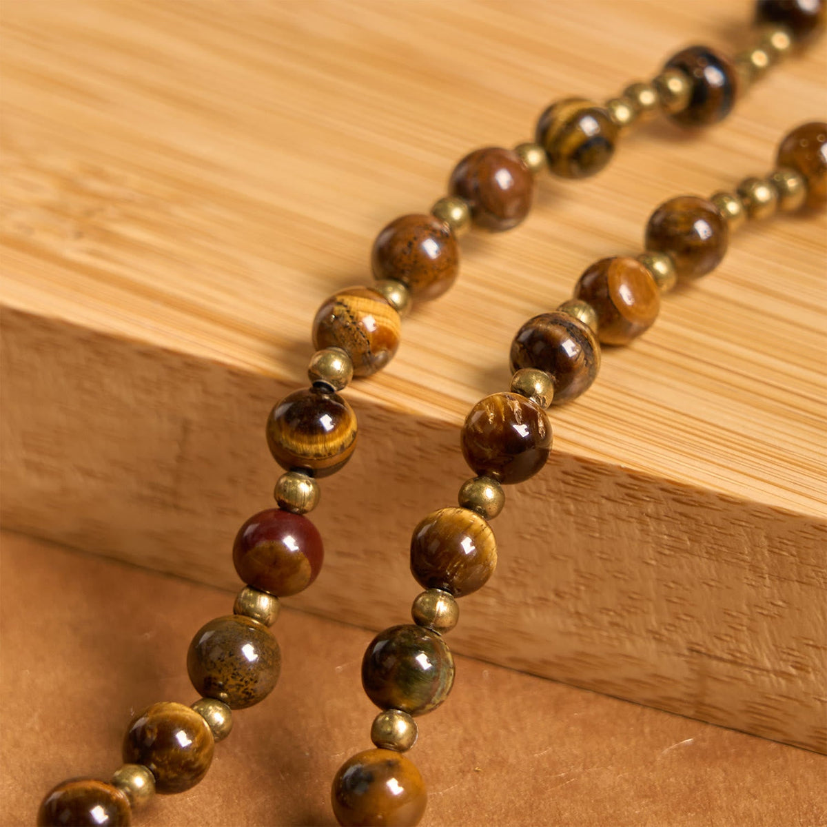 PRAYERFUL FAITH: Handmade Tiger's Eye Stone Elastic Rosary Bracelet
