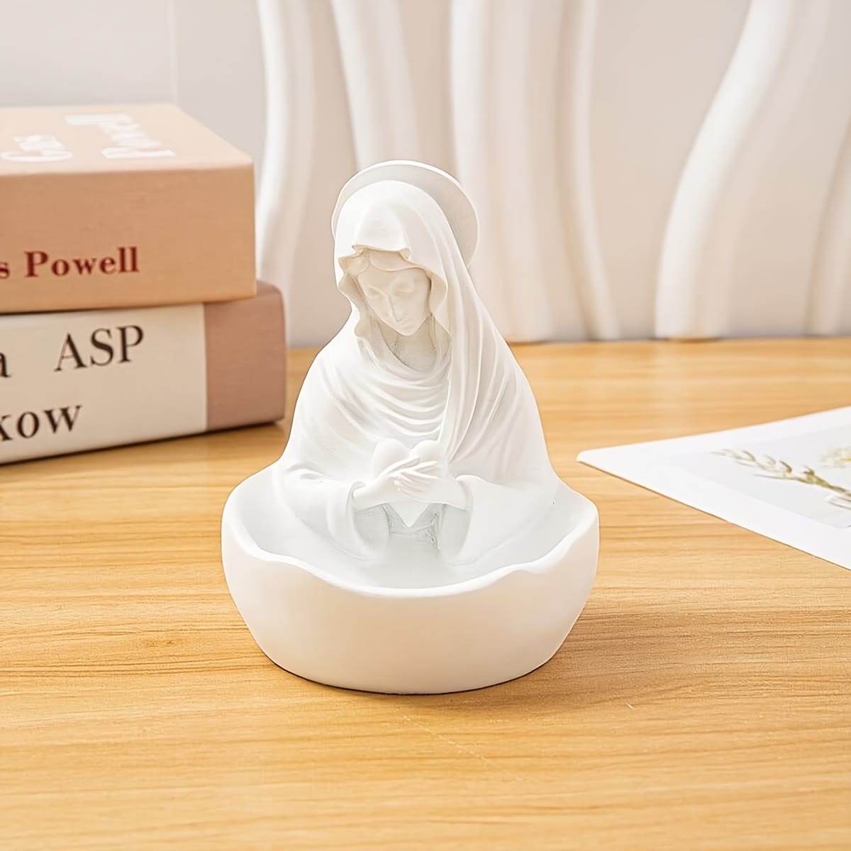 Our Lady White Resin Rosary Holder Container: Carrying the Beauty of Faith