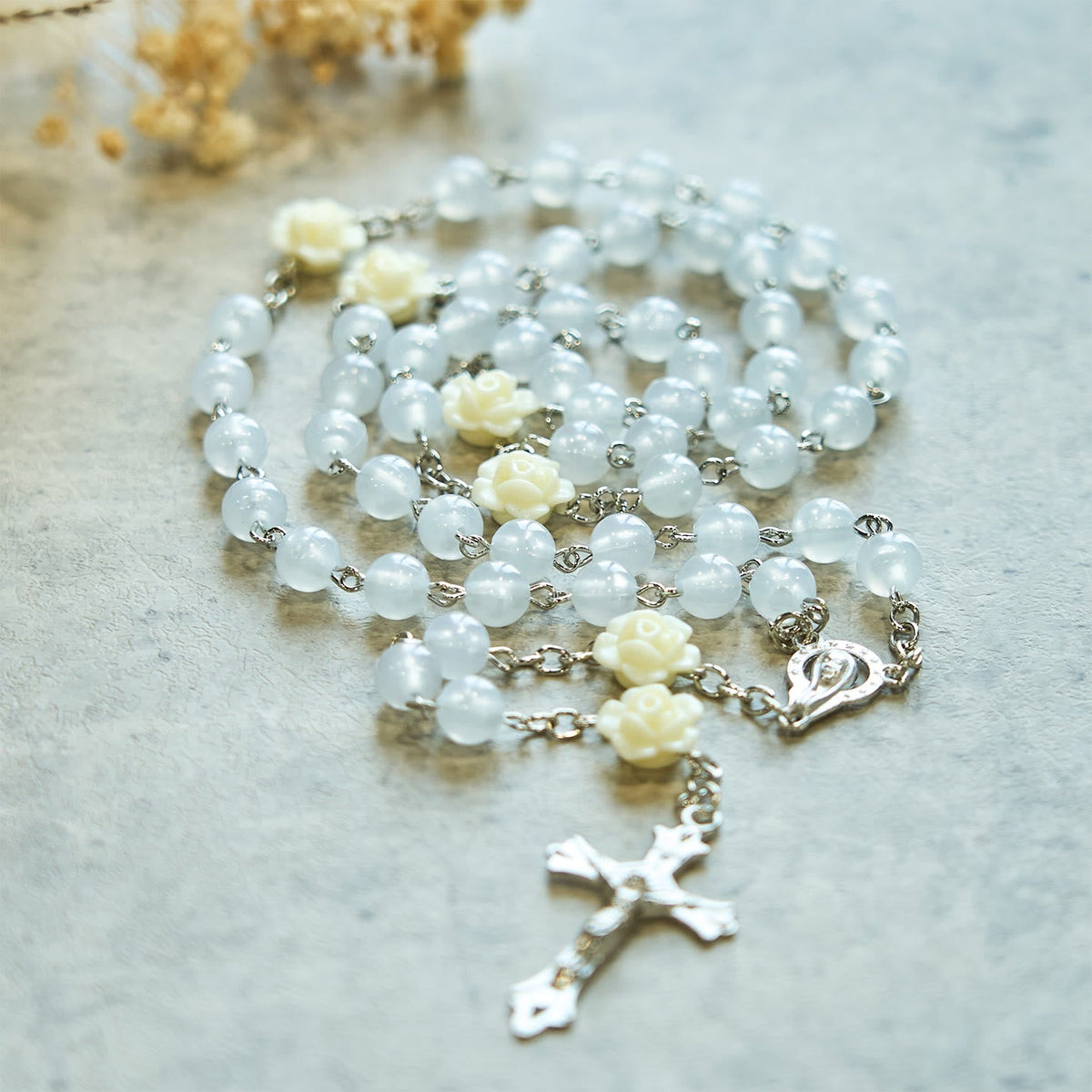 Luminous Beads with Flower Rose Glow-in-dark Divine Grace Rosary