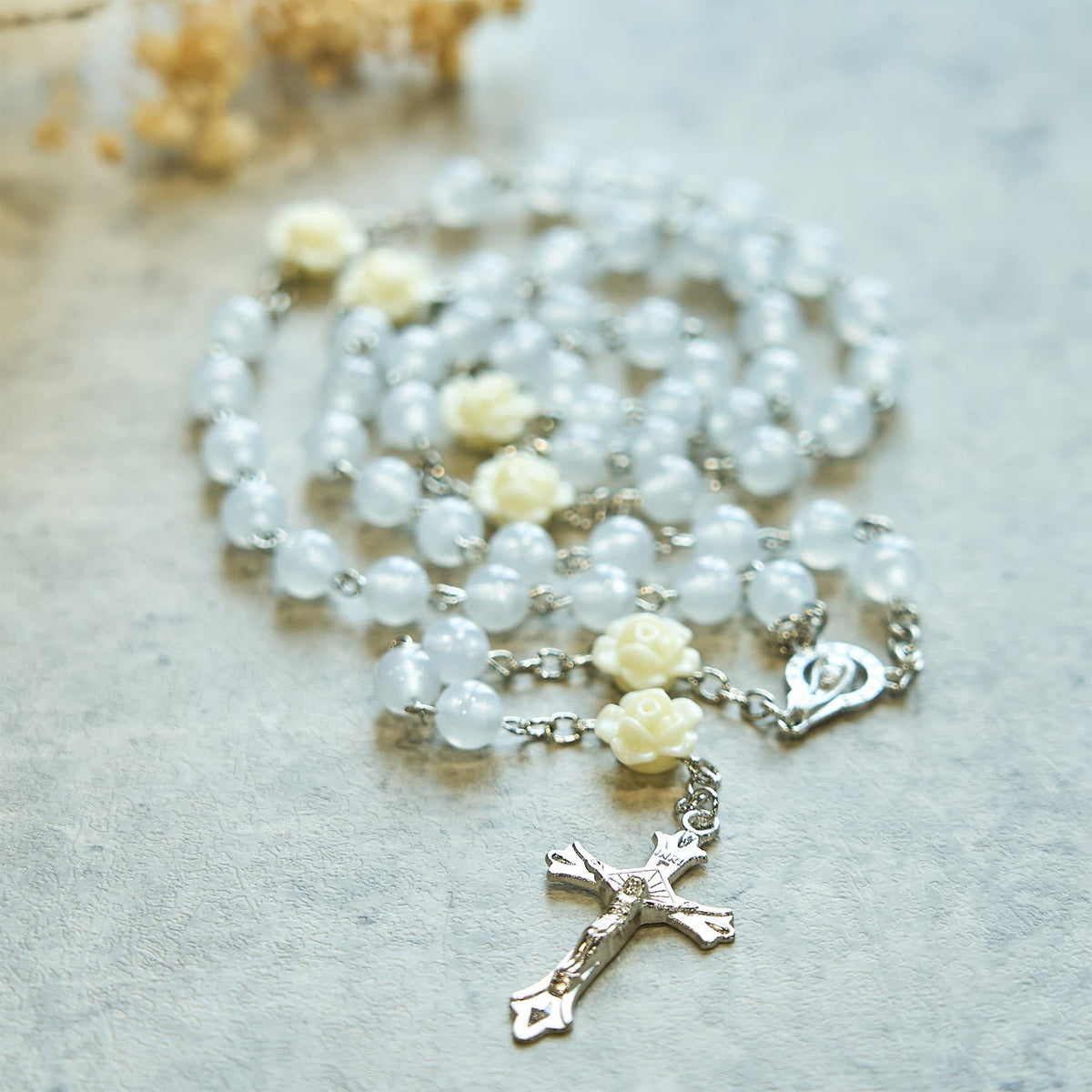 Luminous Beads with Flower Rose Glow-in-dark Divine Grace Rosary