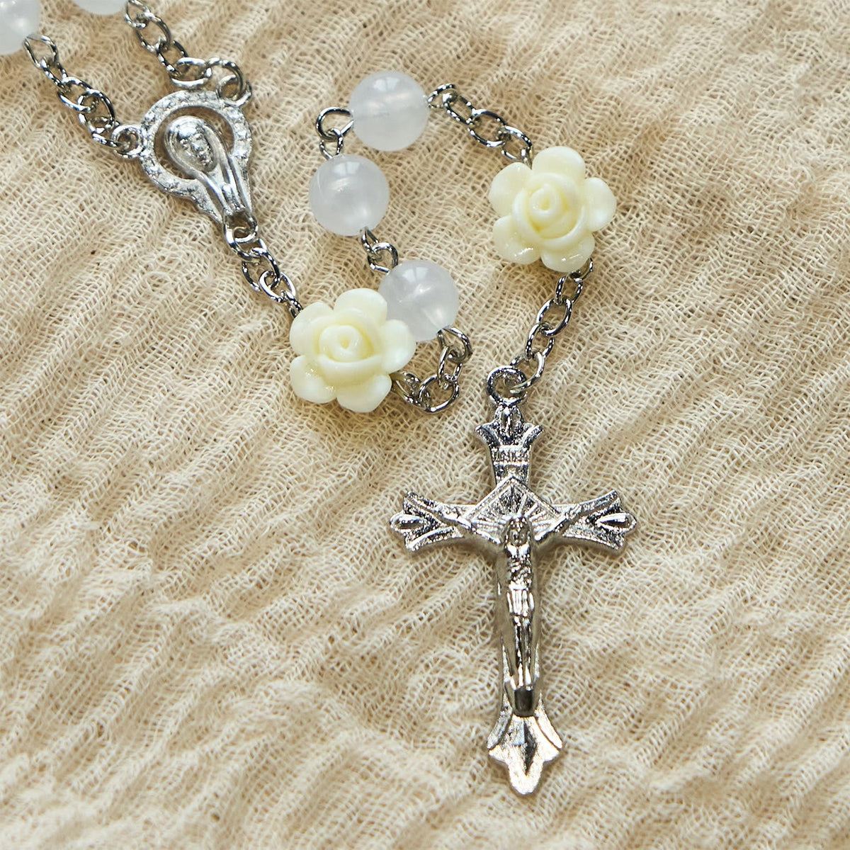 Luminous Beads with Flower Rose Glow-in-dark Divine Grace Rosary