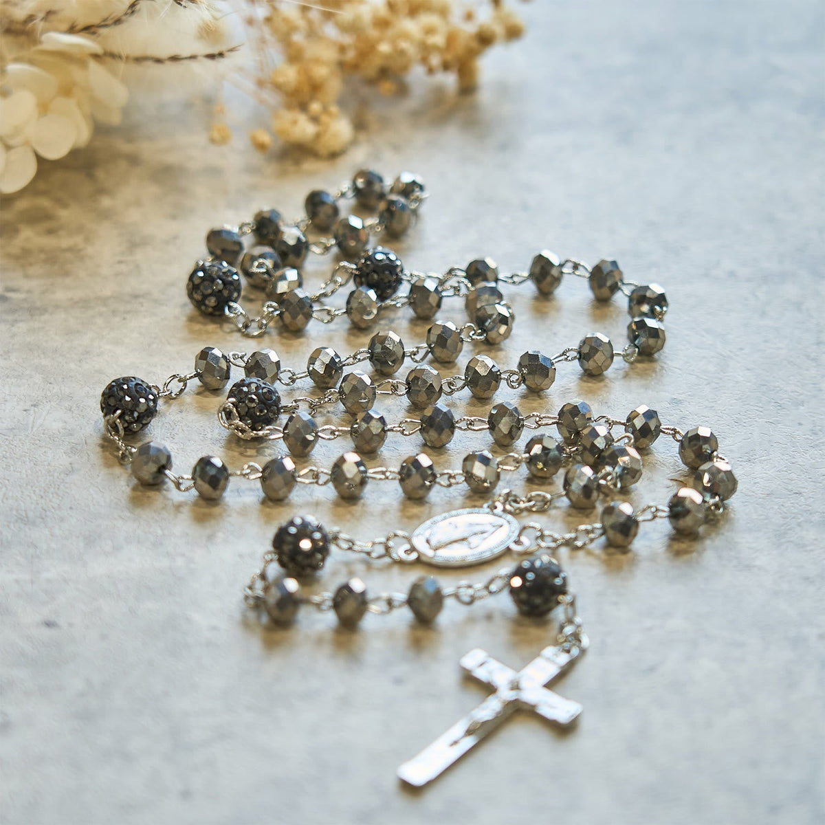 Colorful Shiny Black Crystal Radiant Faith Rosary: A Spiritual and Aesthetic Delight