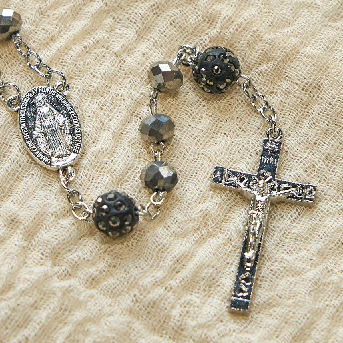 Colorful Shiny Black Crystal Radiant Faith Rosary: A Spiritual and Aesthetic Delight