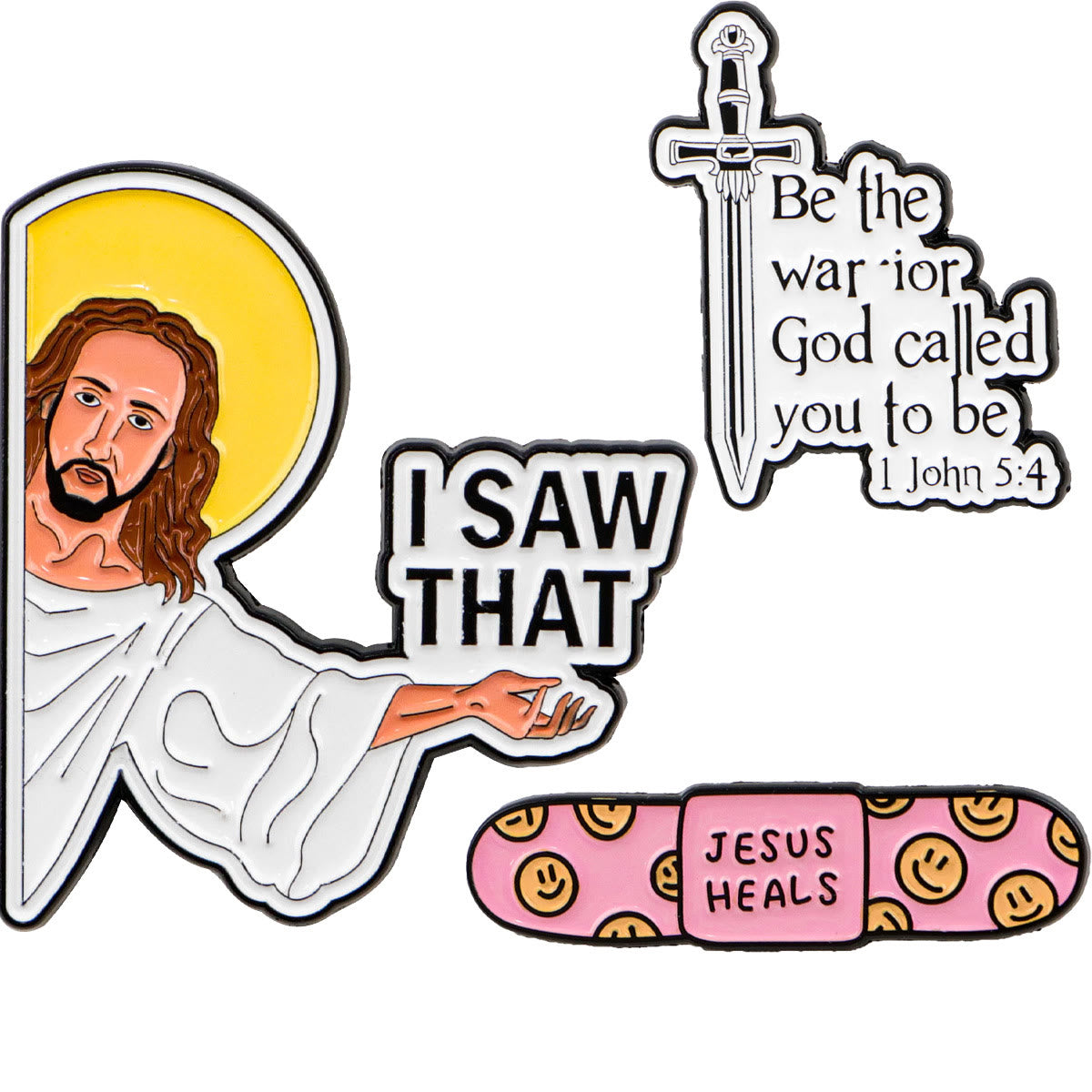 3styles Jesus Quote Cartoon Metal Brooches: A Blend of Faith and Whimsy