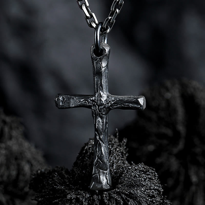 925 Sterling Silver Dark Style Cross Necklace: A Symbol of Faith