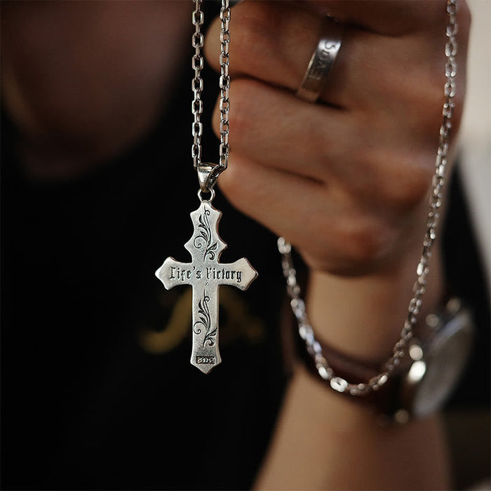 925 Sterling Silver Vintage & Classic Crucifix Life's Victory Necklace: Emblem of Divine Triumph