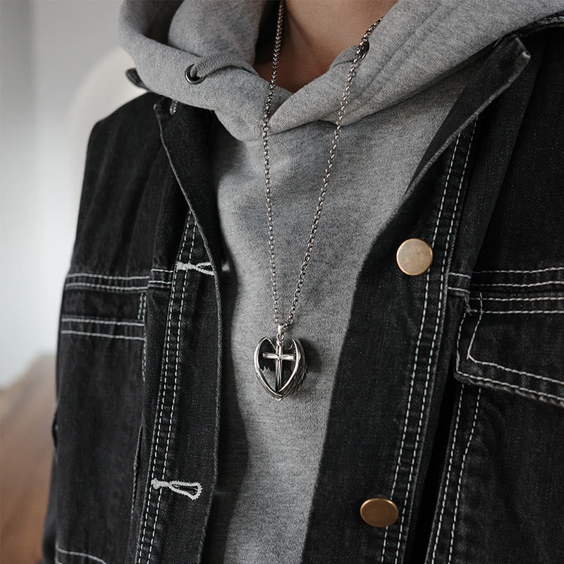 925 Sterling Silver Angel Wings Cross Necklace: Embodying Faith and Celestial Grace