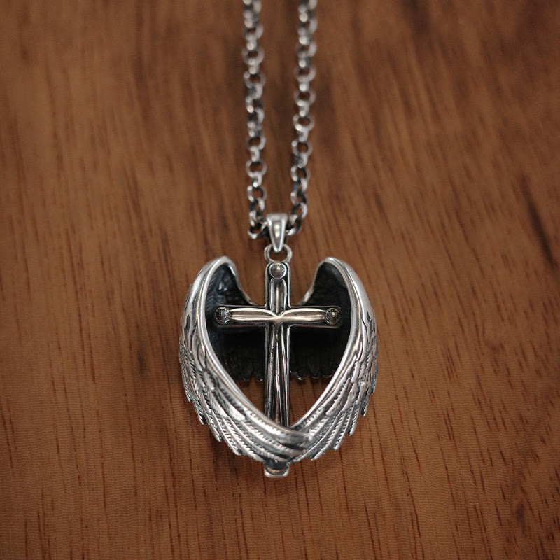 925 Sterling Silver Angel Wings Cross Necklace: Embodying Faith and Celestial Grace