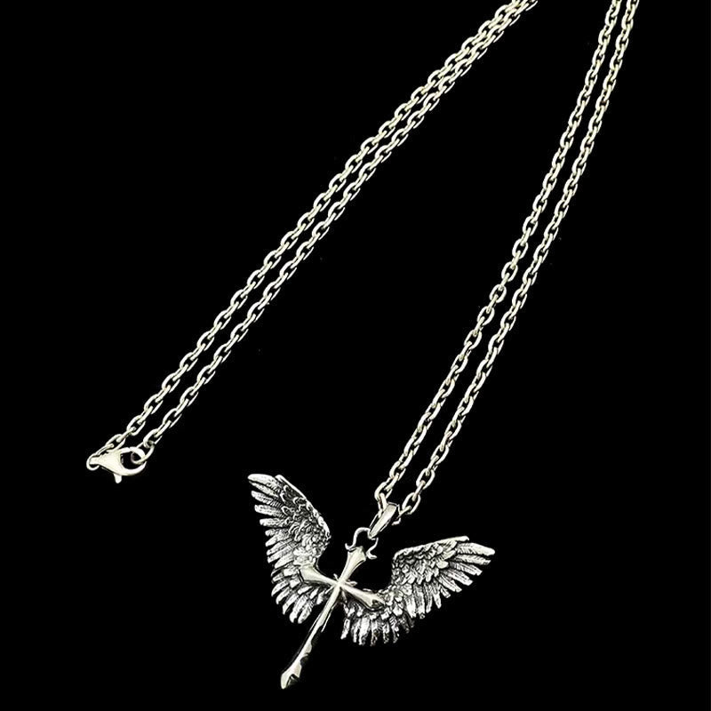 925 Sterling Silver Vintage & Classic Cross Wings Necklace: A Blend of Retro Charm and Divine Grace