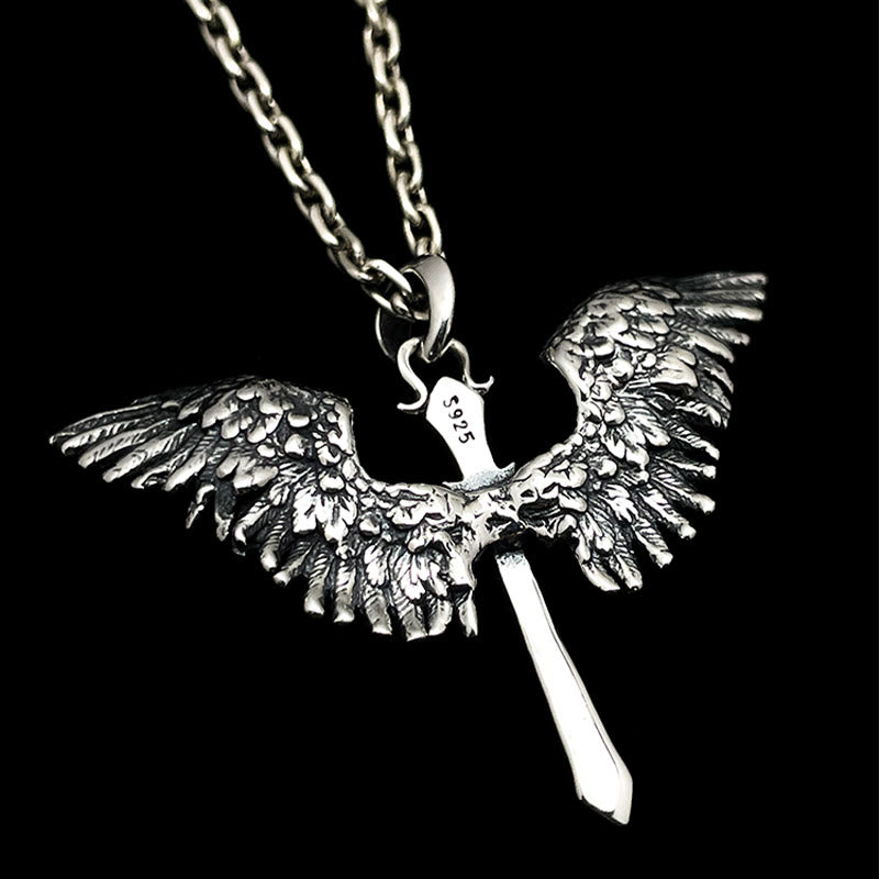 925 Sterling Silver Vintage & Classic Cross Wings Necklace: A Blend of Retro Charm and Divine Grace