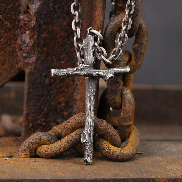 925 Sterling Silver Modern & Minimalist Cross Necklace: A Tribute to Raw Faith