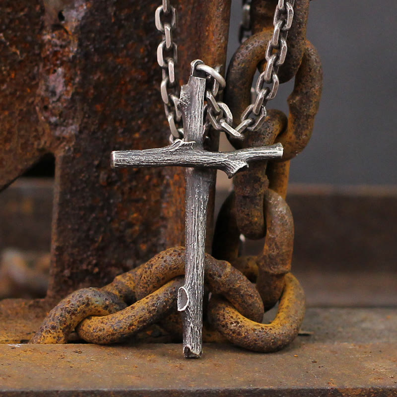 925 Sterling Silver Modern & Minimalist Cross Necklace: A Tribute to Raw Faith