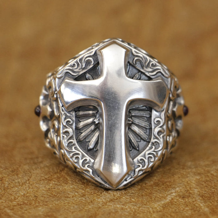 925 Sterling Silver Divine Cross Ring - A Symbol of Spiritual Connection