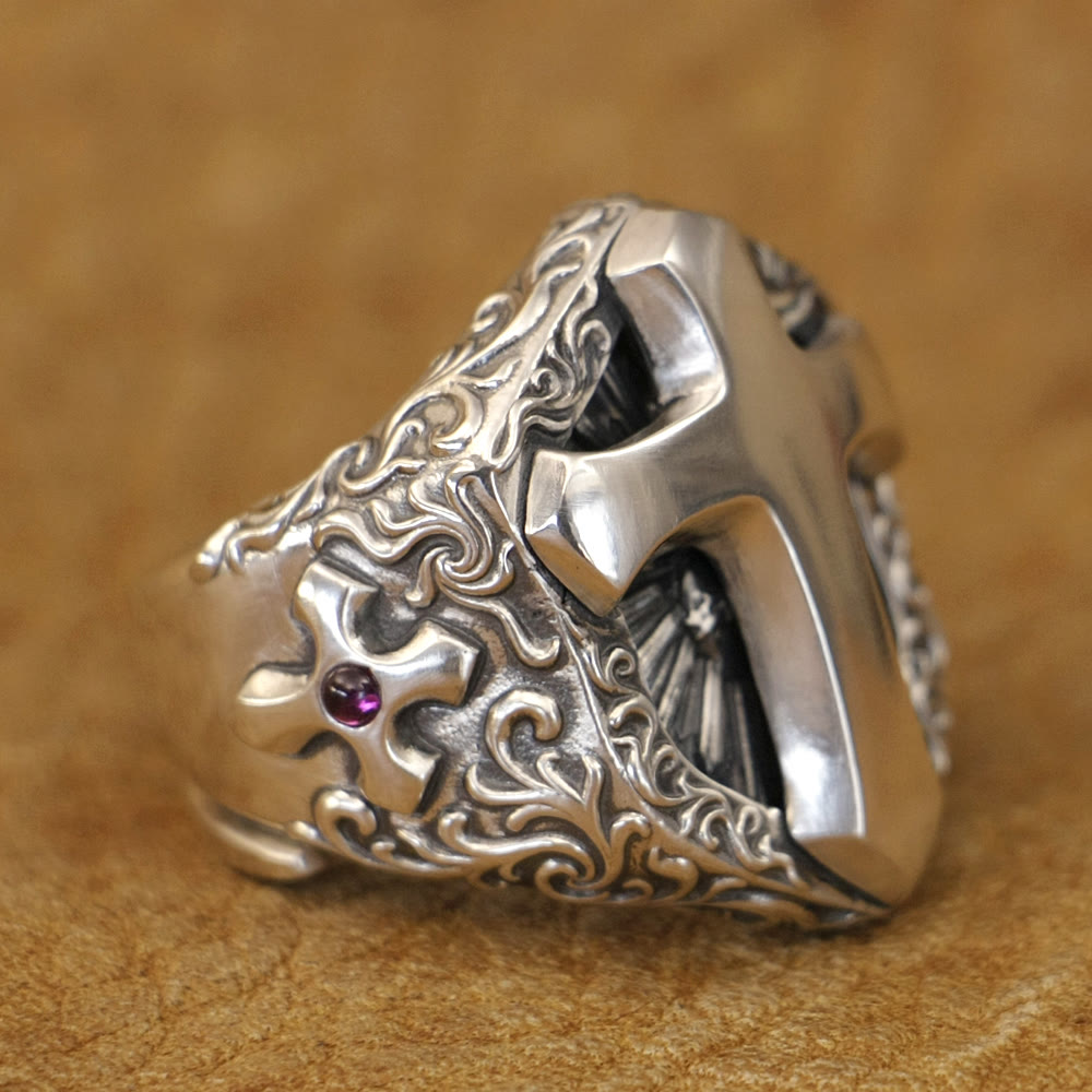 925 Sterling Silver Divine Cross Ring - A Symbol of Spiritual Connection