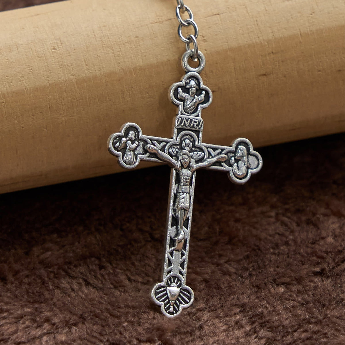 Miraculous Medal & Crucifix of 8mm Ceramics Beads Handmade Rosary