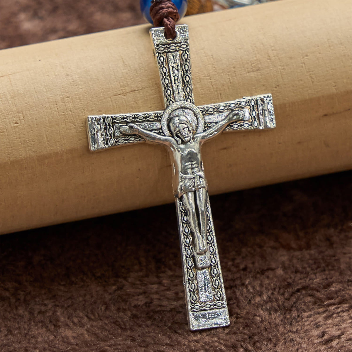 PRAYERFUL FAITH: Handmade Gold sandalwood Rosary with Our Lady of Guadalupe