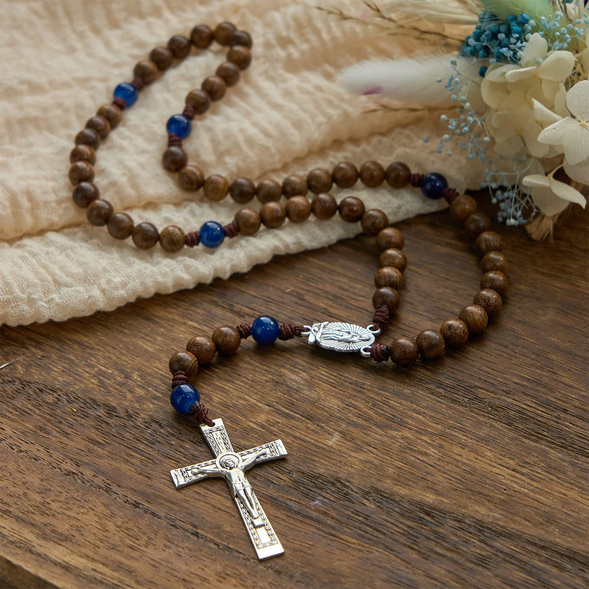 Handmade Gold sandalwood Rosary with Our Lady of Guadalupe: A Faithful Companion