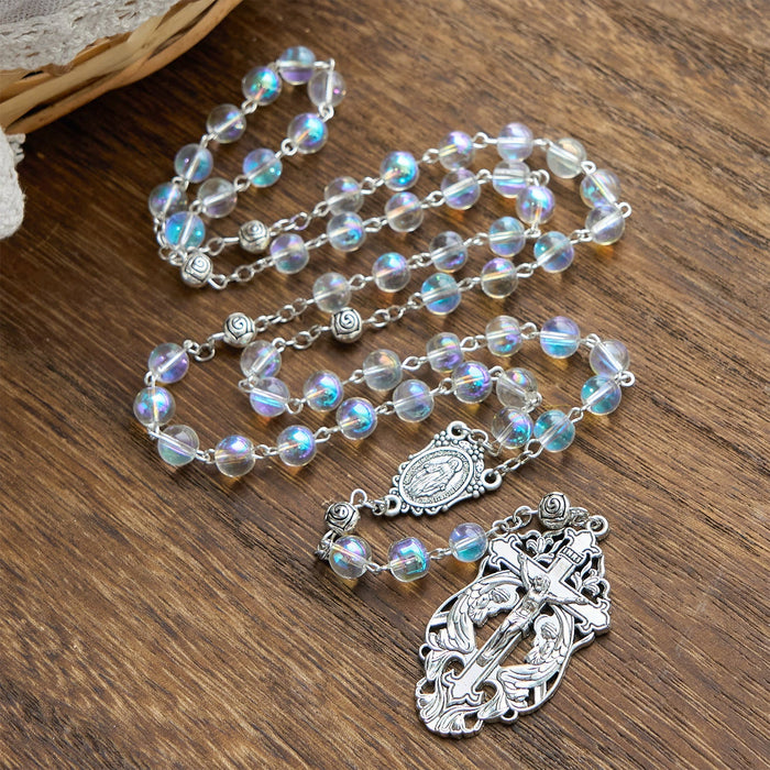 Handmade Multicolored Refraction Glass Bead Rosary: Connecting with Faith
