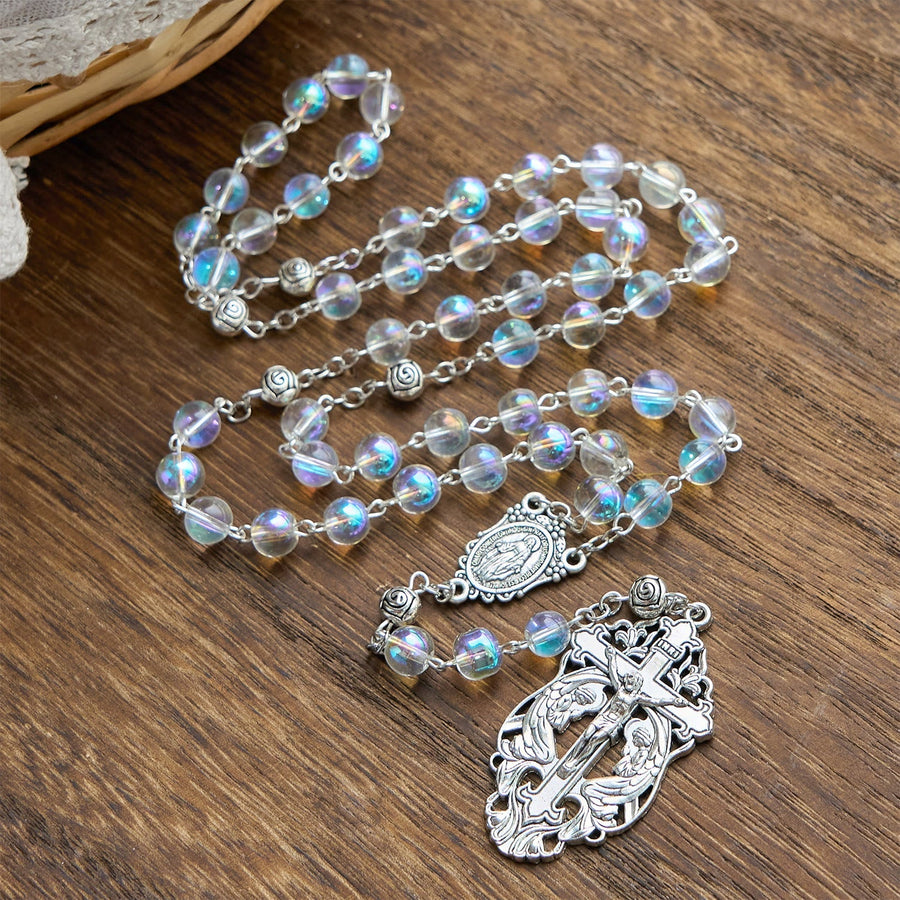 Handmade Multicolored Refraction Glass Bead Rosary: Connecting with Faith