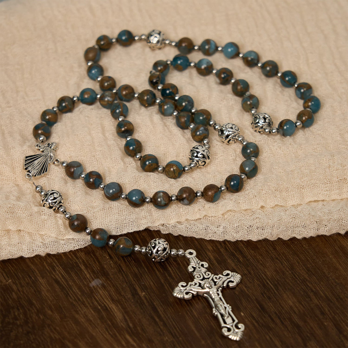 Divine - Inspired Lake - Blue Cloisonné Rosary: A Christian's Spiritual Anchor