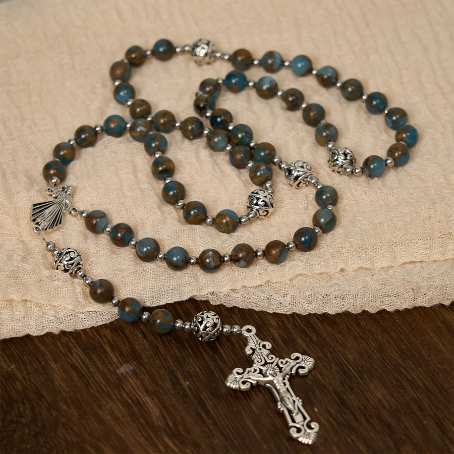 Divine - Inspired Lake - Blue Cloisonné Rosary: A Christian's Spiritual Anchor