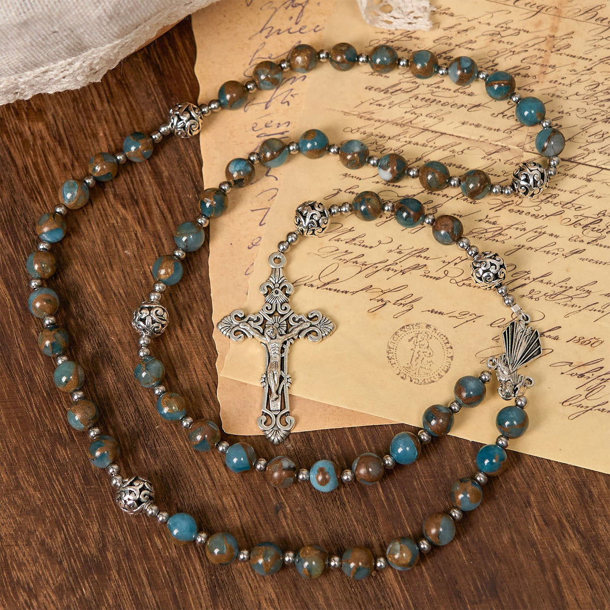 Divine - Inspired Lake - Blue Cloisonné Rosary: A Christian's Spiritual Anchor