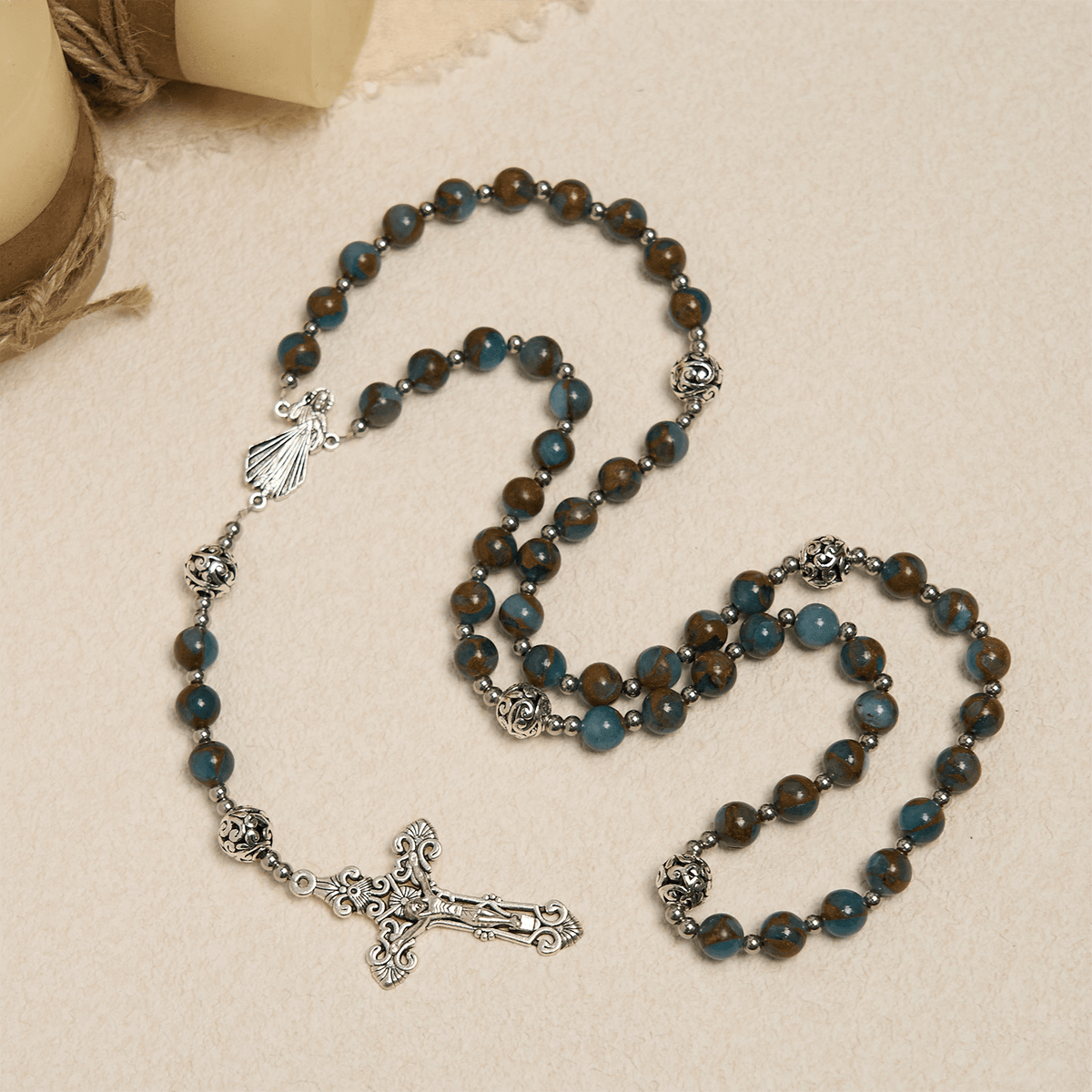 Divine - Inspired Lake - Blue Cloisonné Rosary: A Christian's Spiritual Anchor