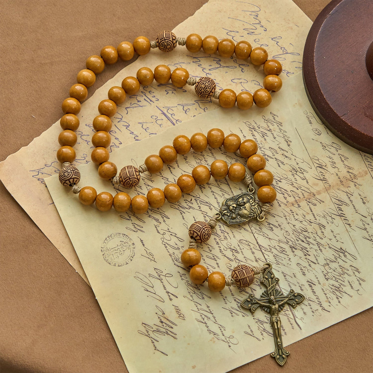 Jesus Is The Gift: 10mm Olive Wood Bead Handmade Rosary with Gift Card