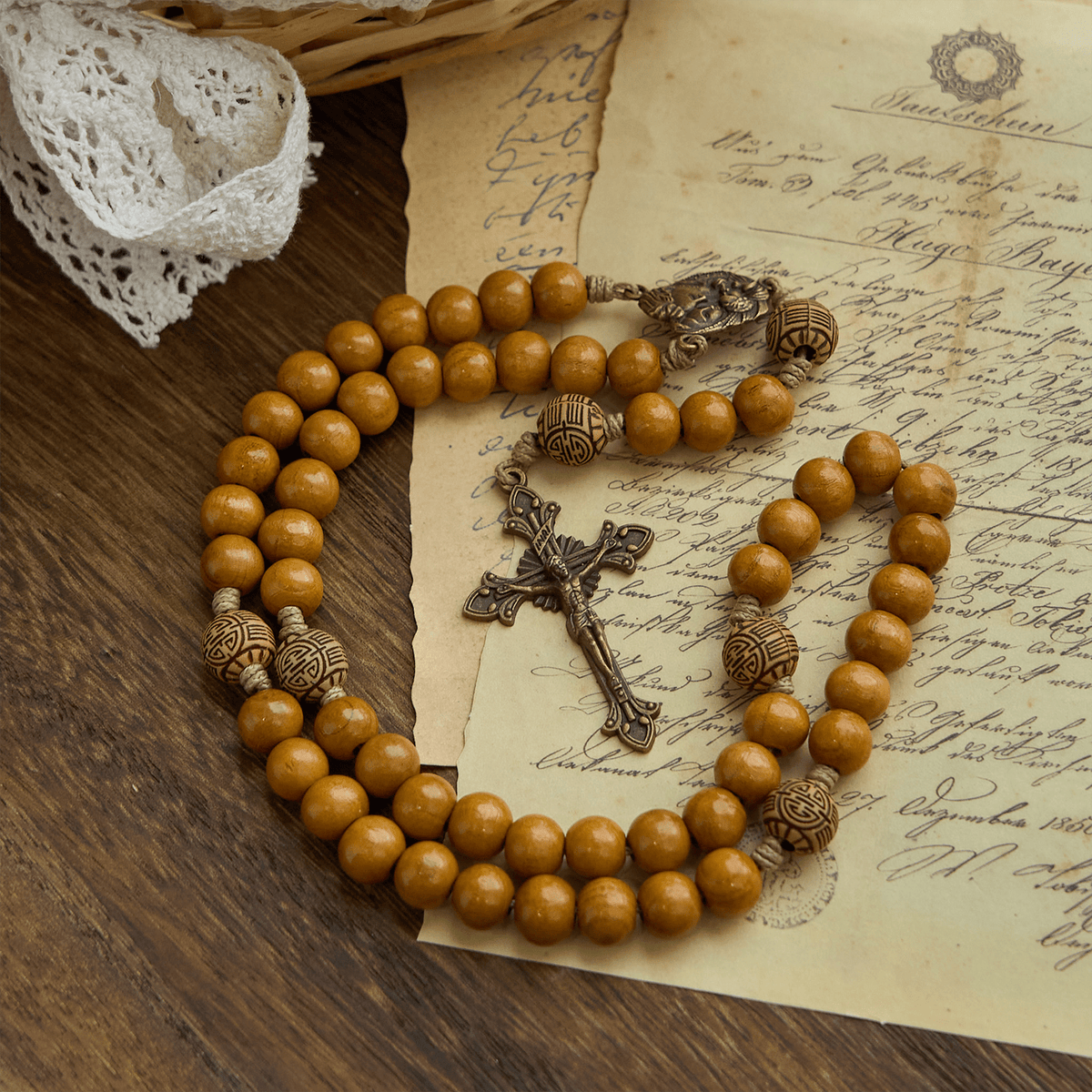 Jesus Is The Gift: 10mm Olive Wood Bead Handmade Rosary with Gift Card