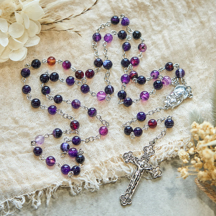 6mm Purple Agate Rosary: A Reminder of God's Regal & Divine Nature