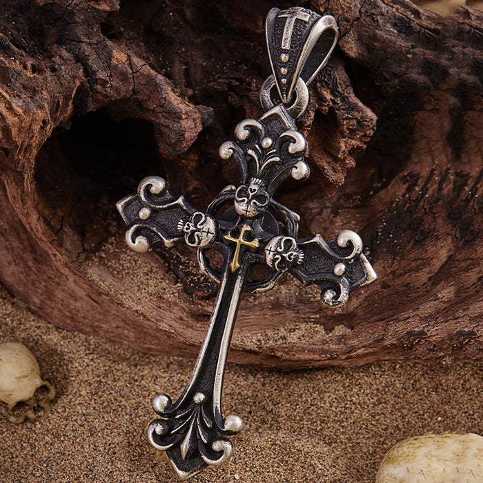 Vintage Holy Cross with Skull Necklace: A Profound Symbol of Faith's Darker Depths